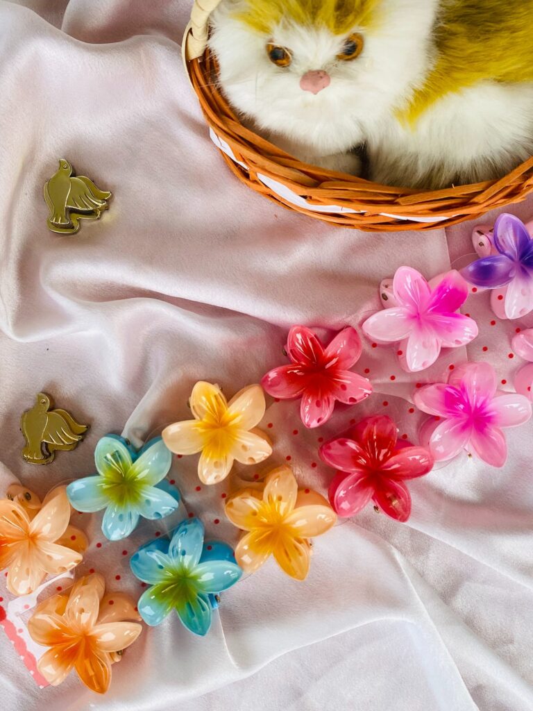 Mini Bloom Candy Petal Claw Clip Set – Multicolor Floral Fantasy Collection (Pack of 12)