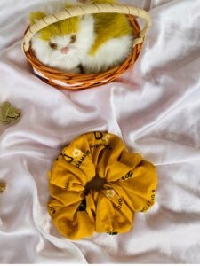 Trendy Mustard Yellow Printed Scrunchie for Women and Girls