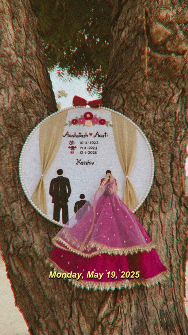 Customize Your Name Handmade Hoop – Embroidered Couple Portrait