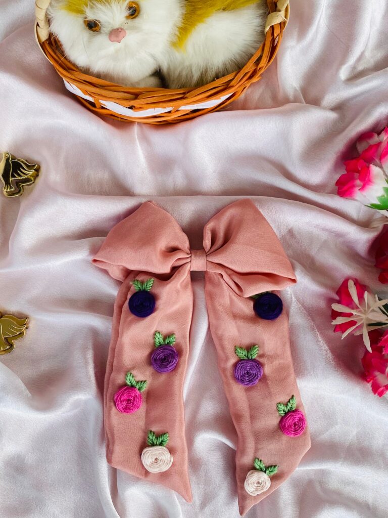 Vintage Rose Serenade Silk Hair Bow