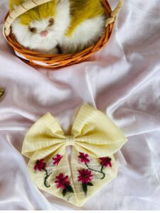 Golden Petal Bloom – Handmade Floral Hair Bow for Girls & Women