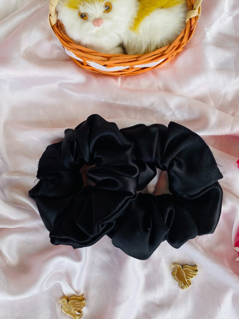 Classic Black Satin Scrunchie 2 Piece – Elegant, Smooth & Hair-Friendly Accessory for Everyday and Evening Wear