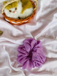 Lavender Organza Scrunchie 1 Piece – Lightweight, Sheer & Stylish Hair Accessory for Everyday Glam